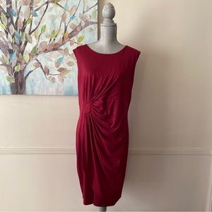 ENFOCUS ❤️ DEEP RED WITH SPARKLE FRONT GATHER WOMEN DRESS SIZE 16W 🌟EUC🌟